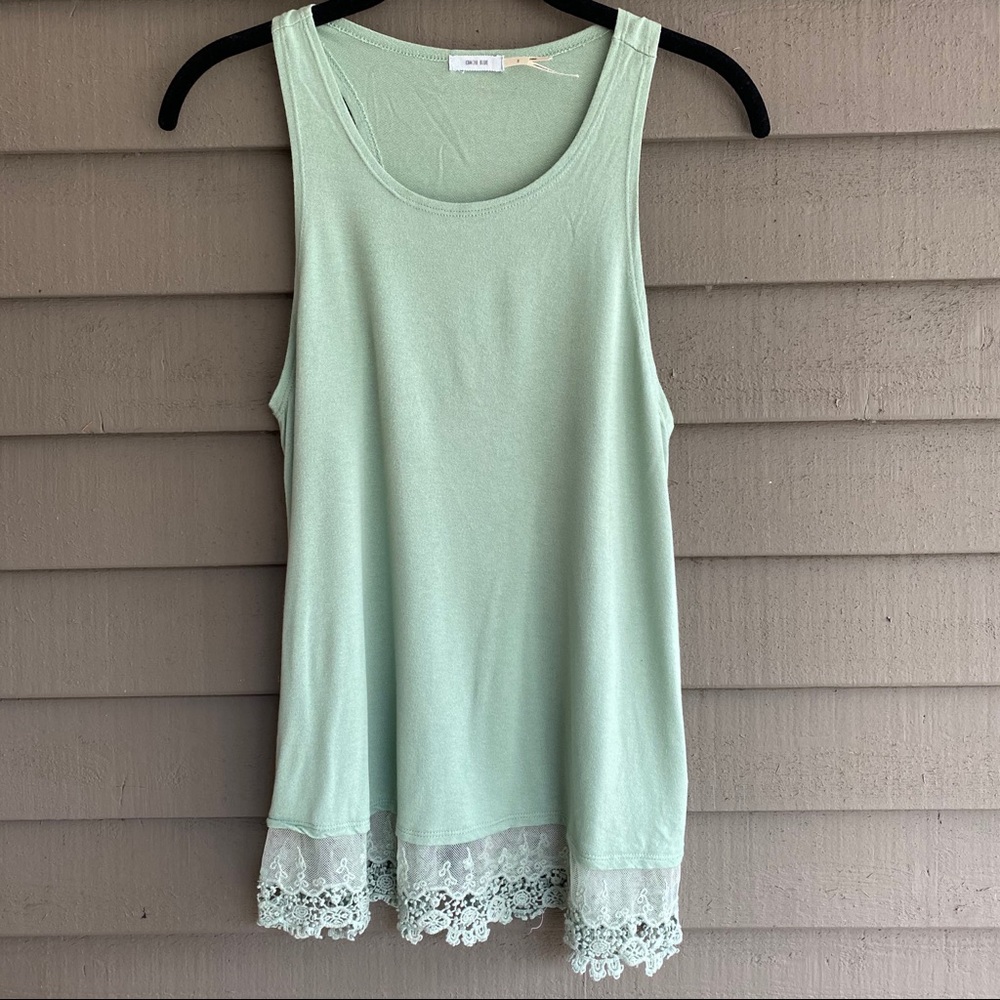 Kimchi Blue Sea Green Lace Trim Tank S